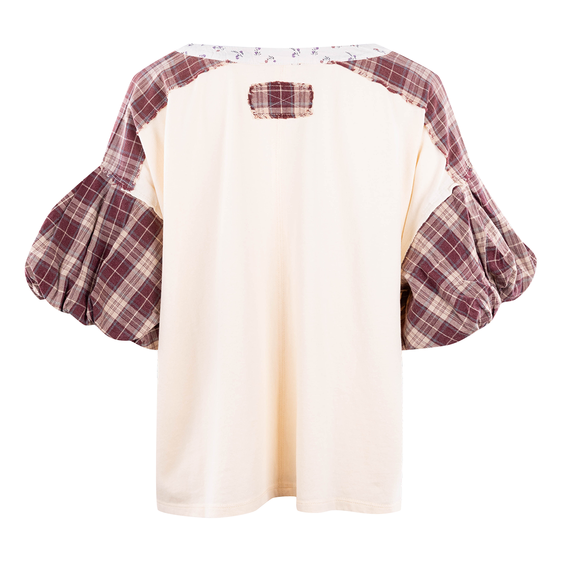Puff Sleeve Plaid Top