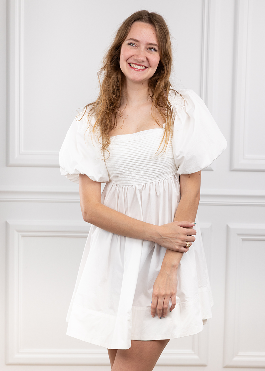 White Ruffle Square A Line Babydoll Dress