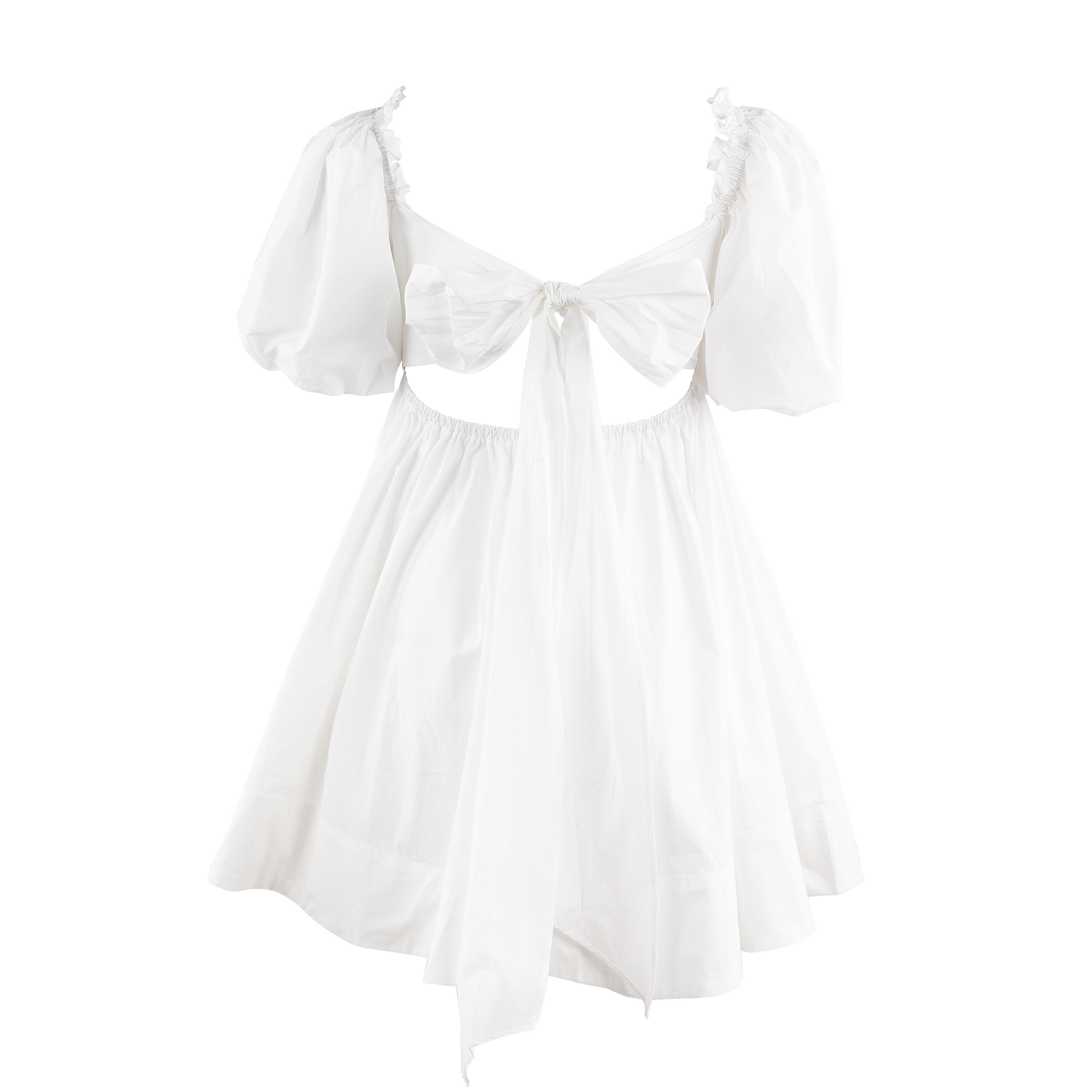 White Ruffle Square A Line Babydoll Dress