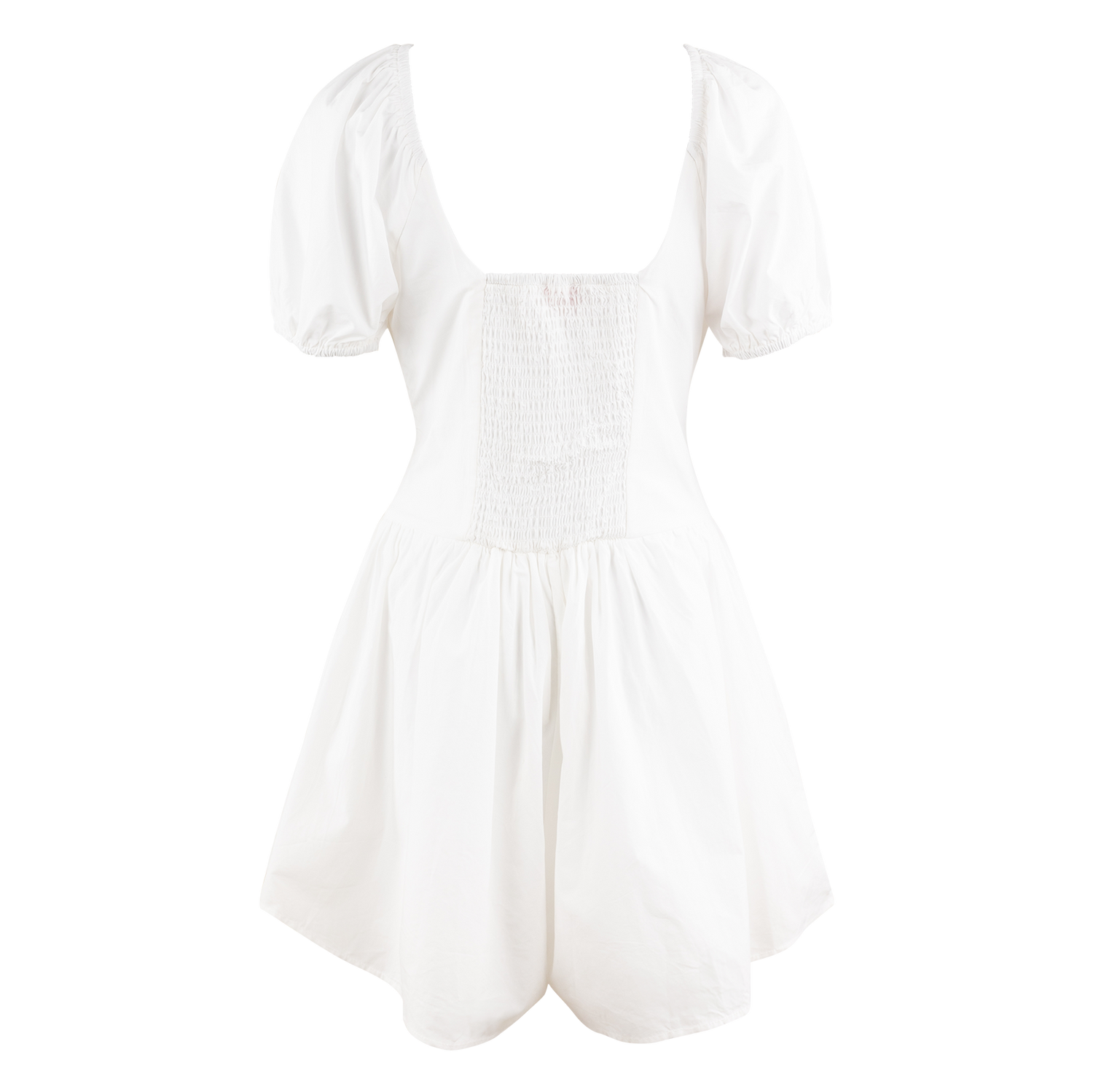 White V Puff Sleeve Romper