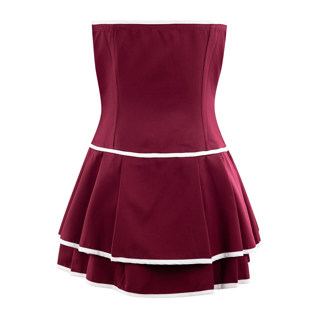 Strapless Drop Waist Maroon Dress