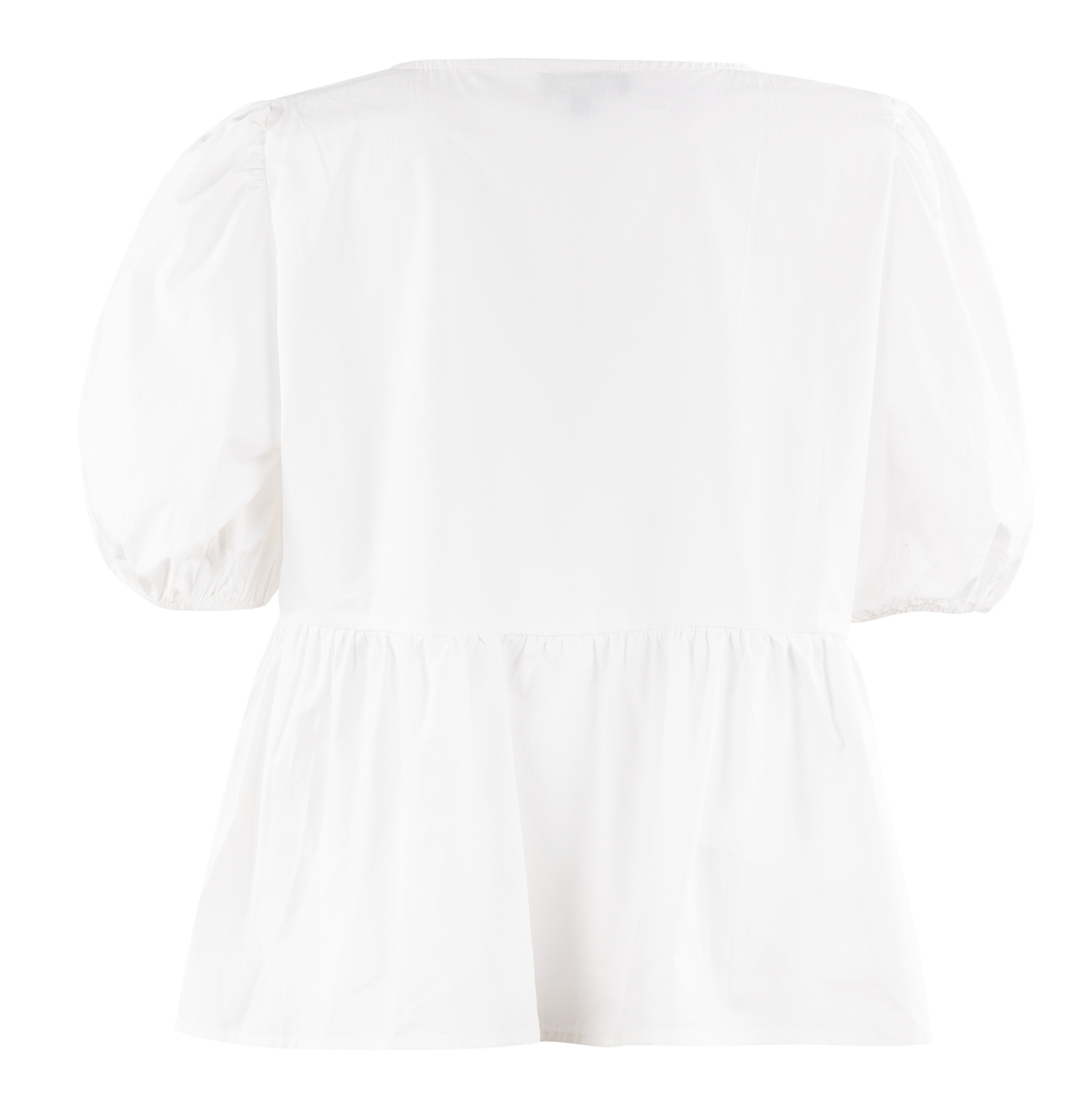 White Puffy Short Sleeve Poplin Top