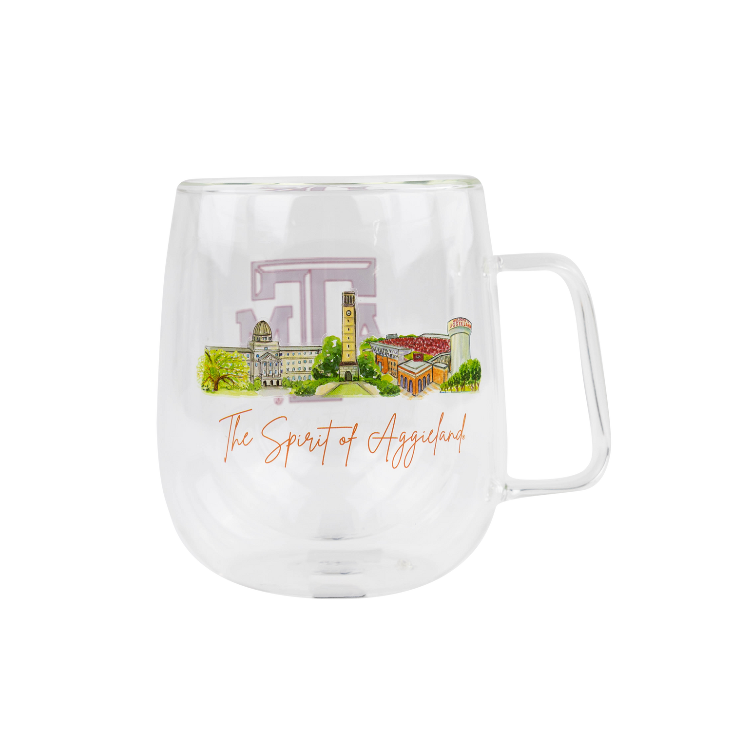 Texas A&M Valiant Landmark Glass Mug