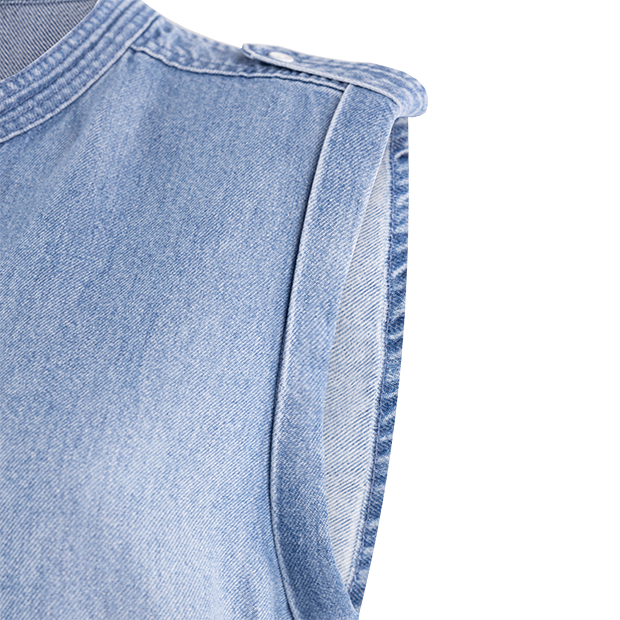 Denim Roll Sleeve Button Up Top