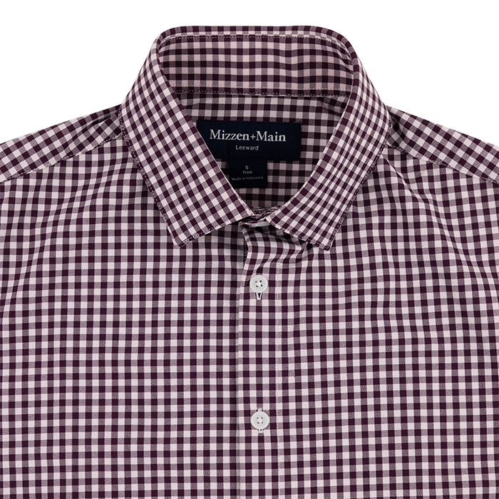 Mizzen+Main Eggplant Crew Gingham Leeward Button Down