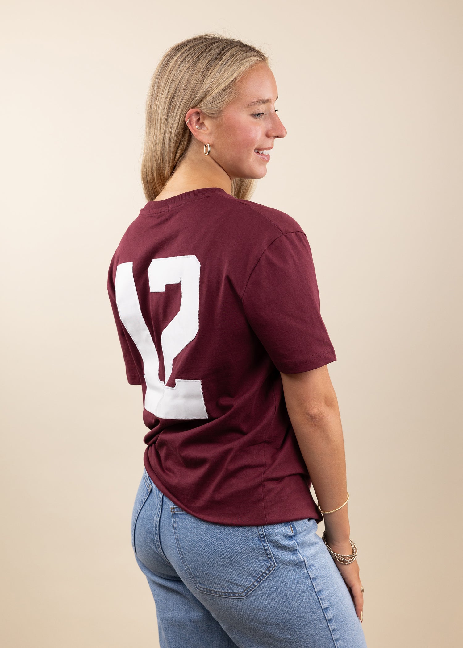 Collegiate Outfitters Texas A&M Fabric Letters Maroon Jersey Tee