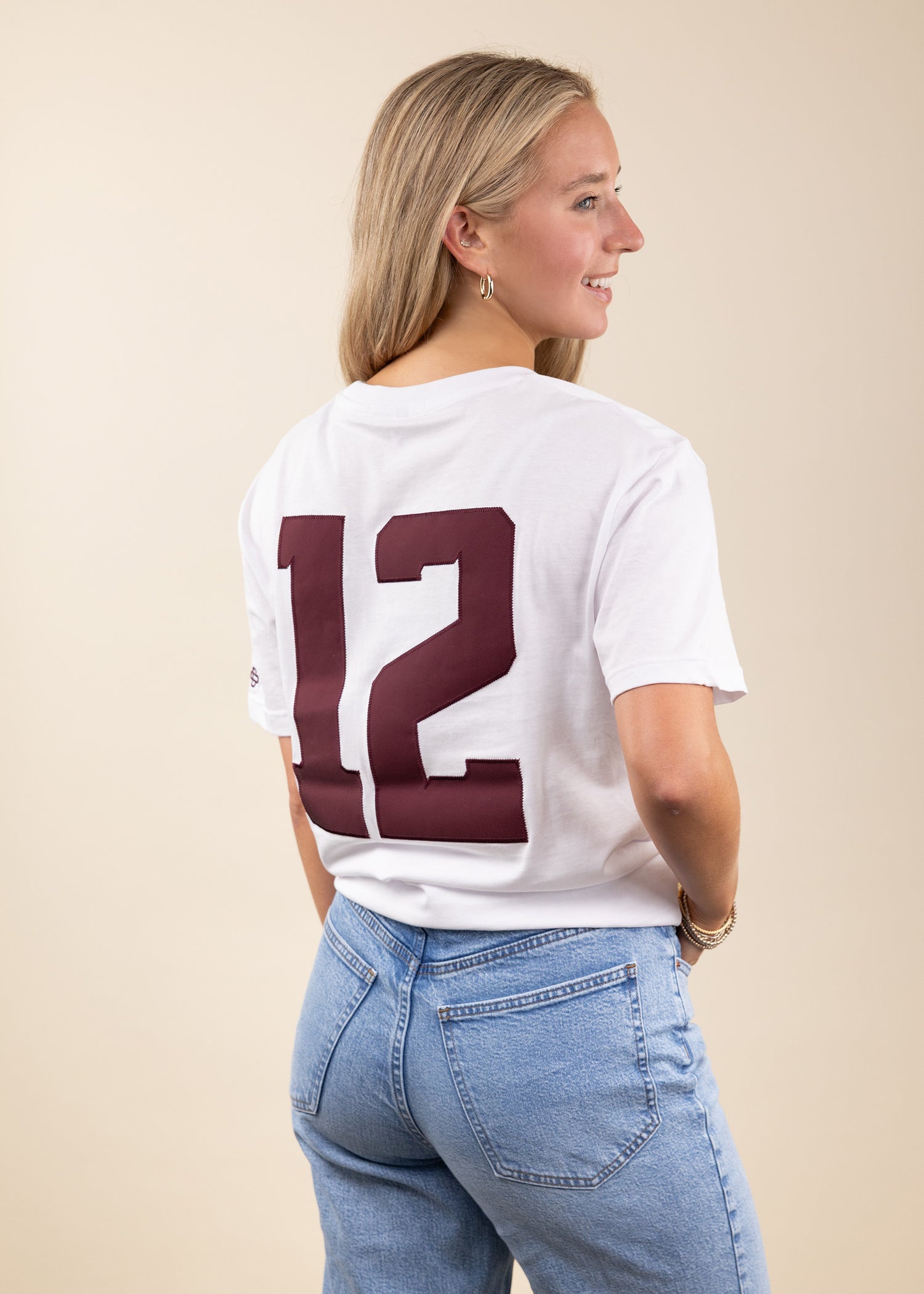 Collegiate Outfitters Texas A&M Fabric Letters White Jersey Tee