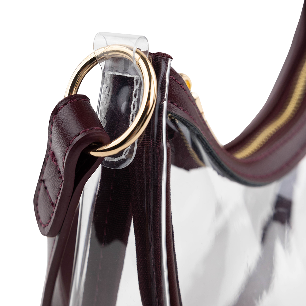 Collegiate Outfitters Clear Maroon Cresent Bag