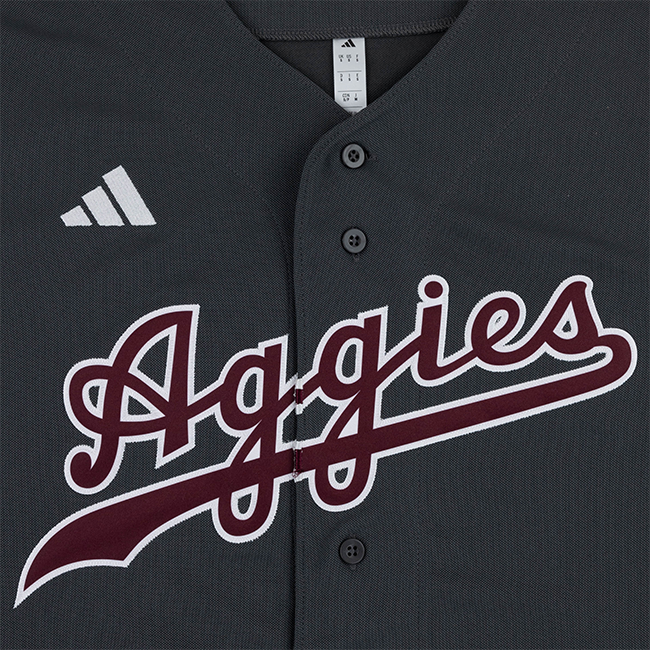 Script Aggies Adidas Dark Grey Baseball Replica Jersey