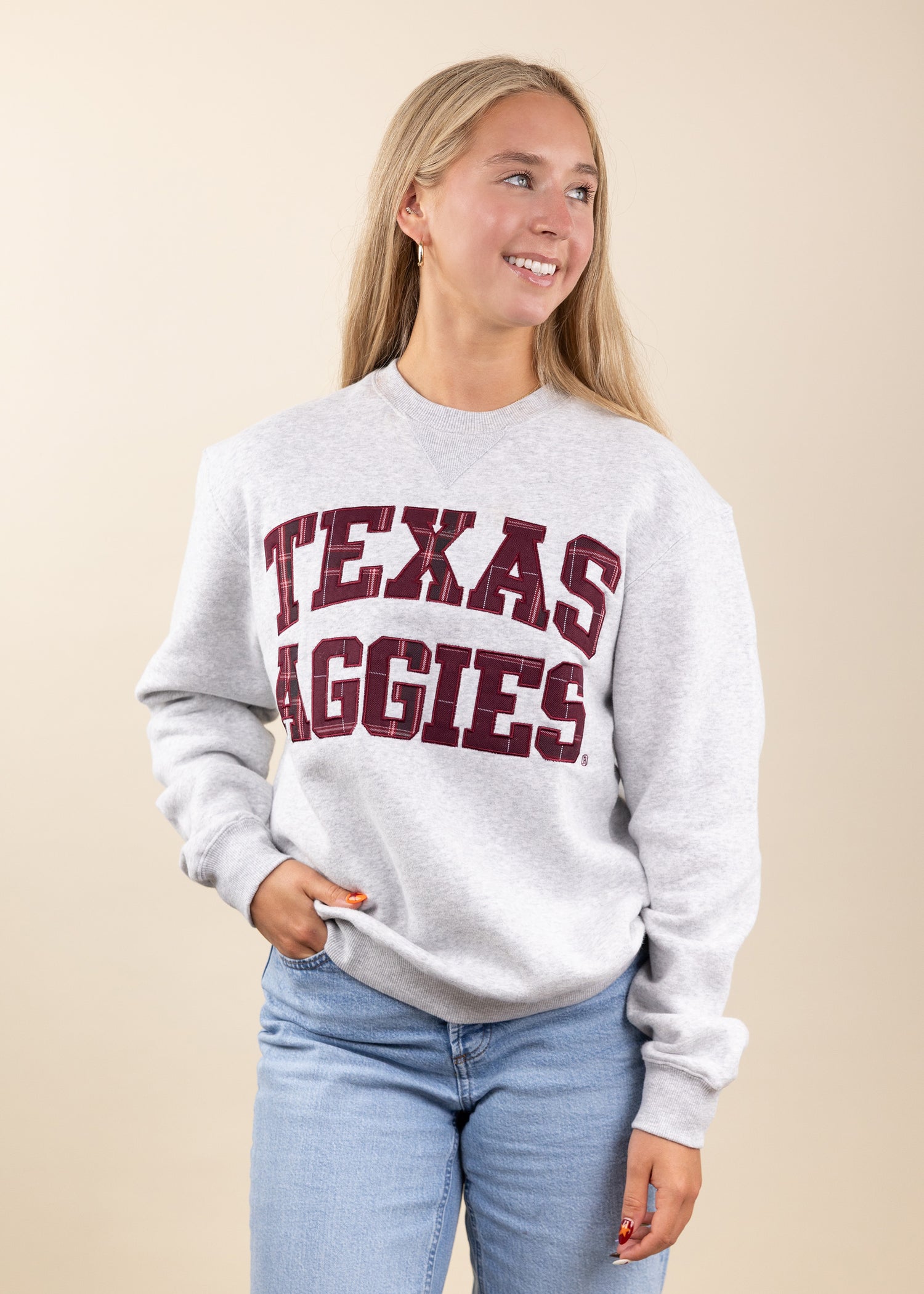 Texas Aggies Collegiate Outfitters Plaid Texas Aggie Grey Sweatshirt