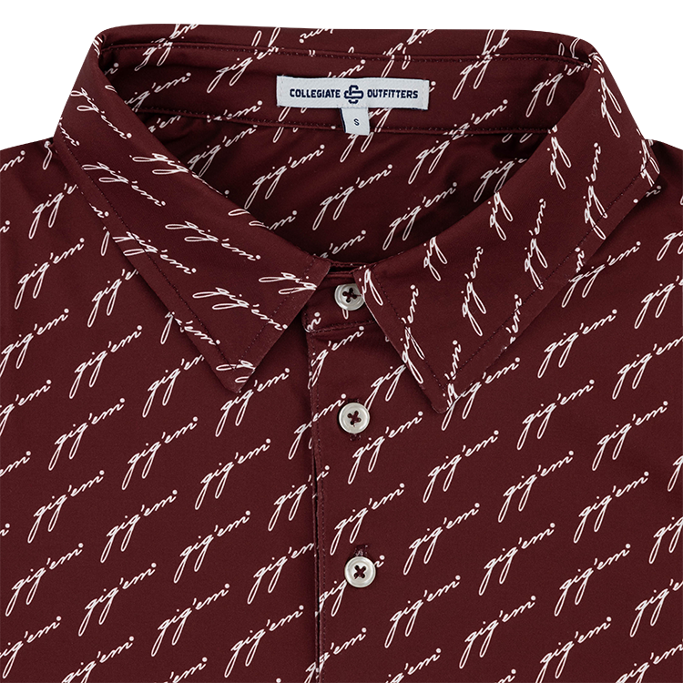 Collegiate Outfitters Script Gig 'Em All Over Polo
