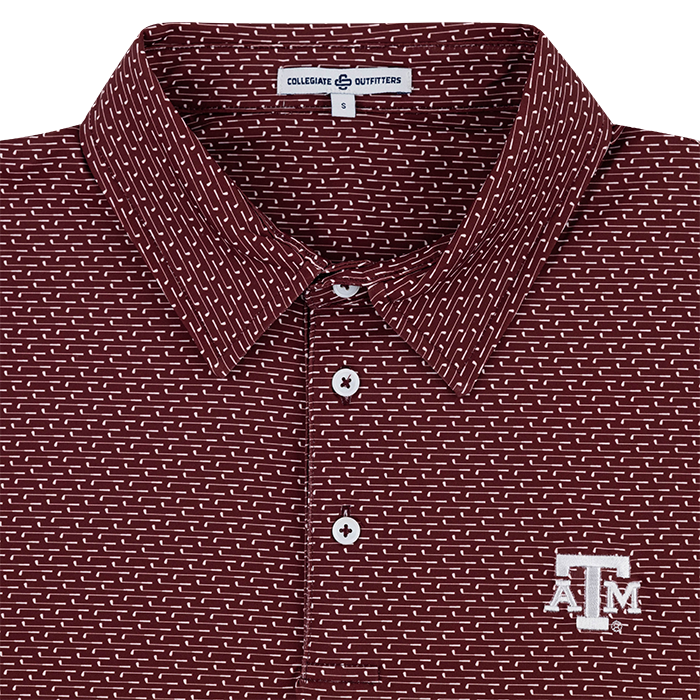 Texas A&M Collegiate Outfitters Golf Club Pattern Polo