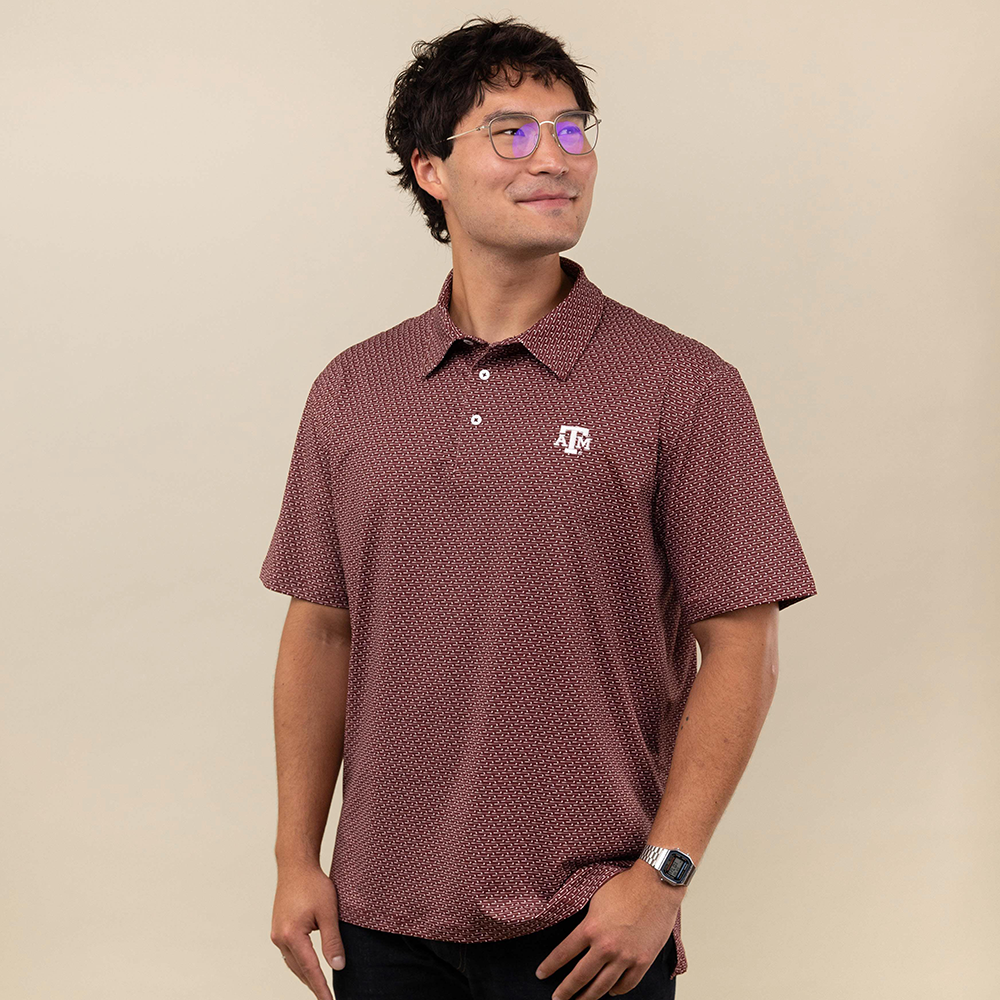 Texas A&M Collegiate Outfitters Golf Club Pattern Polo