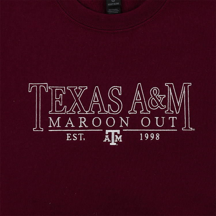 Texas A&M 2025 Maroon Out Embroidered Crew Neck