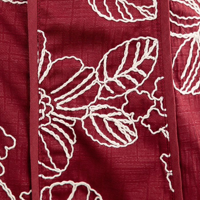 Baby Pink White Embroidered Floral Maroon Dress
