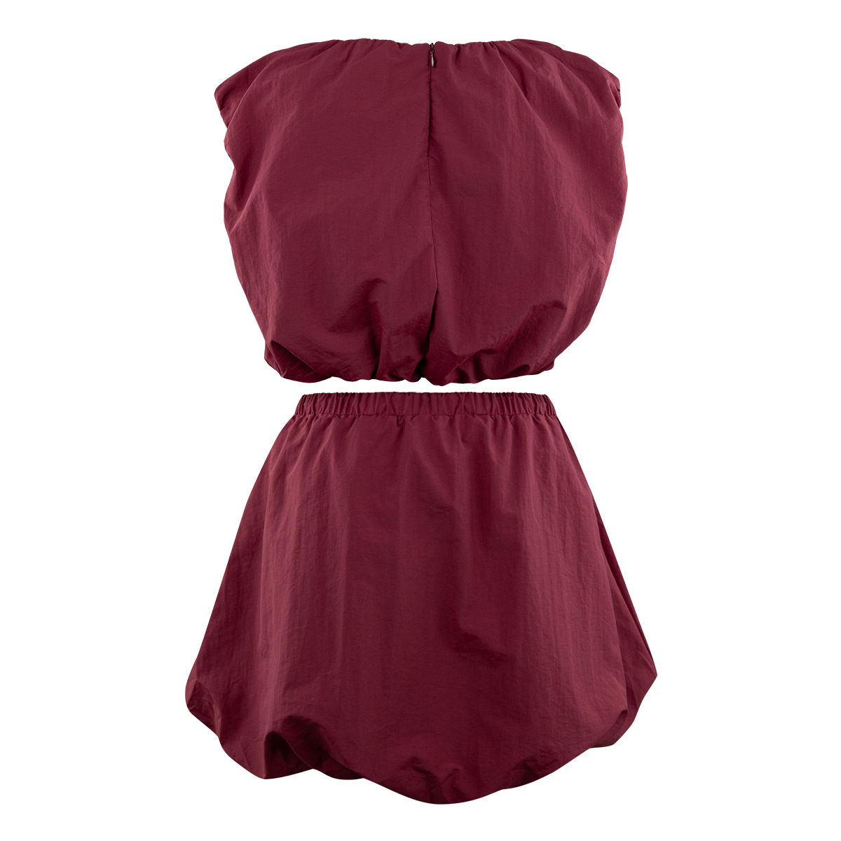 Maroon Bubble Top and Skirt Set