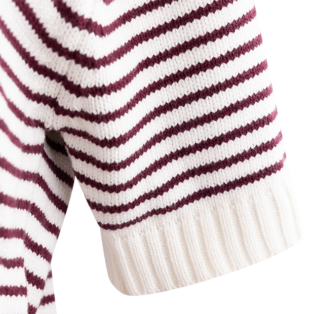 Collared Striped White and Maroon Top