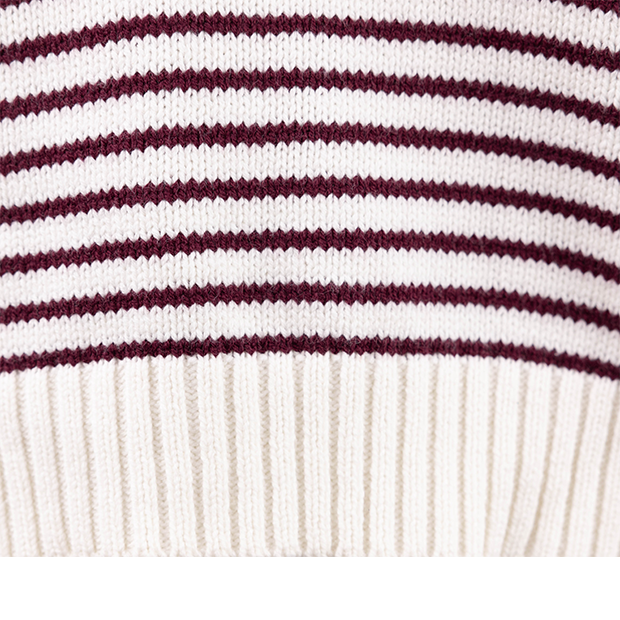 Collared Striped White and Maroon Top