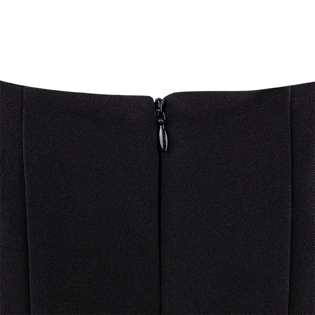 Square Neck Black Knit Dress with White Lining