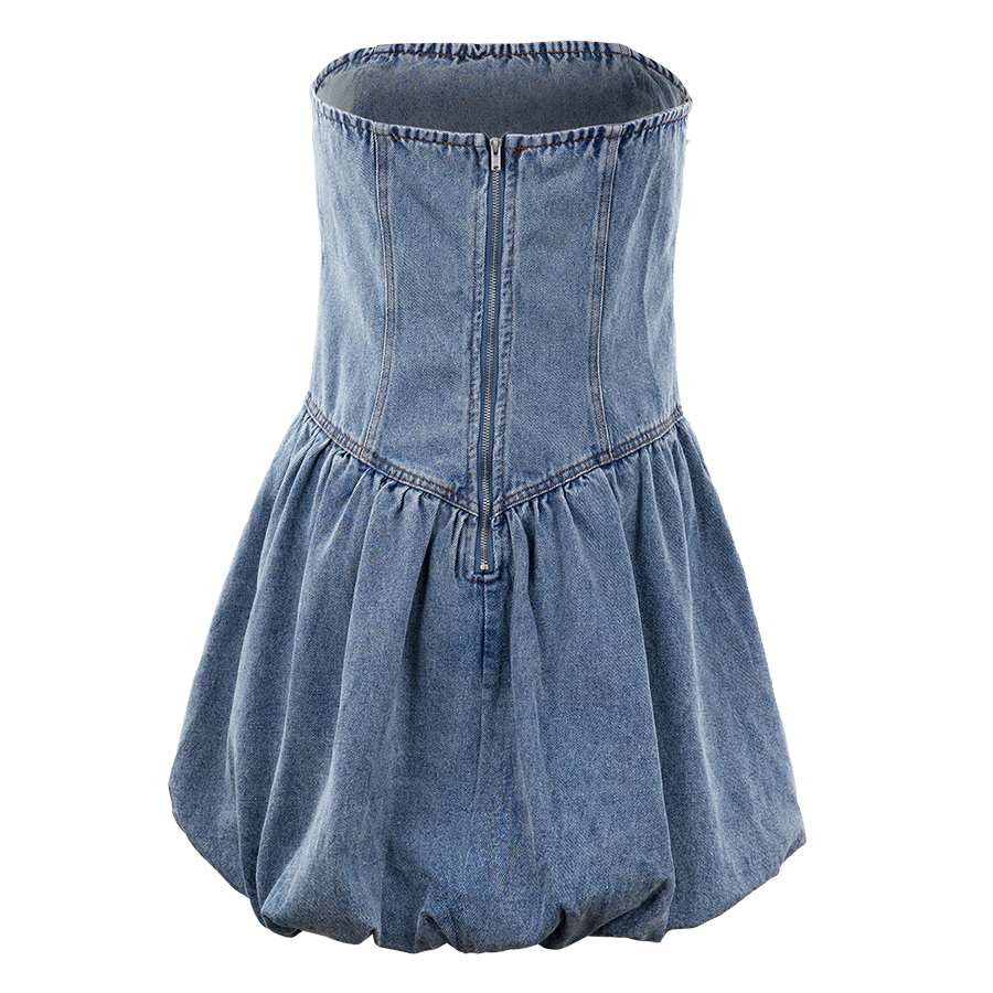 le lis denim dress Le Lis Sleeveless Seam Detail Denim Skater Dress at Dry Goods