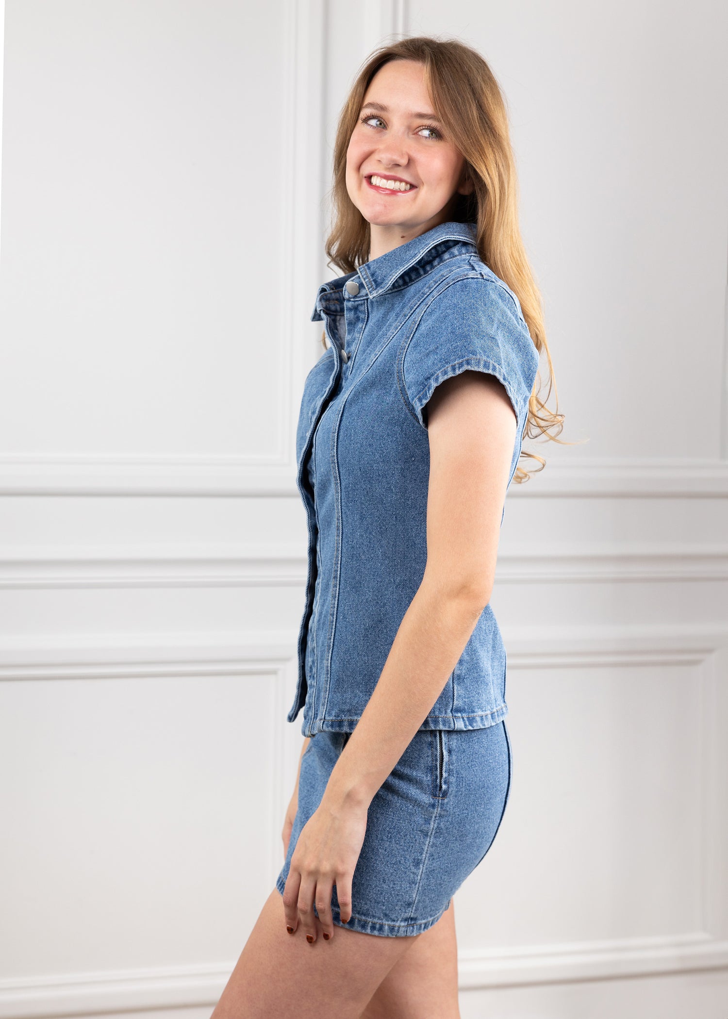 Le Lis Denim Straight Skirt