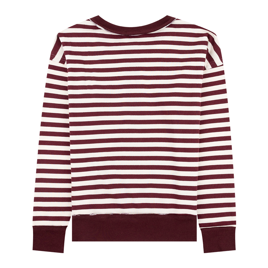 STACCATO Maroon Stripe French Terry Snap Button Pullover