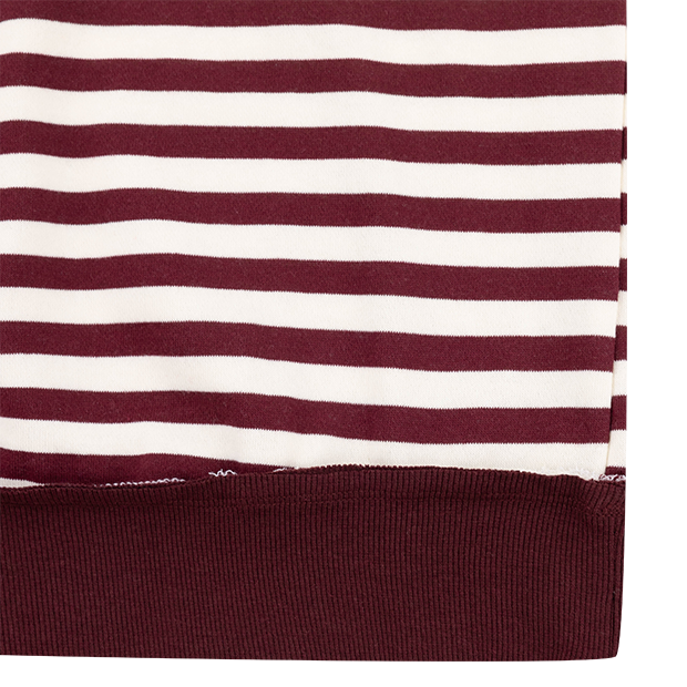 STACCATO Maroon Stripe French Terry Snap Button Pullover