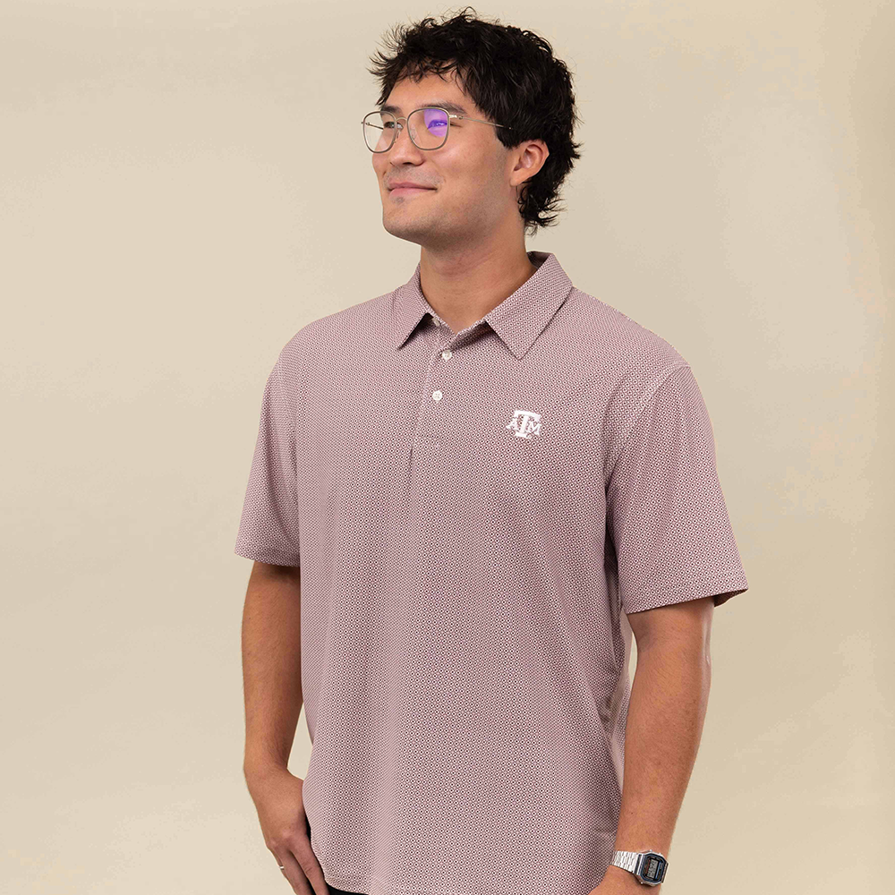 Texas A&M Collegiate Outfitters Maroon Mosaic Tile Polo