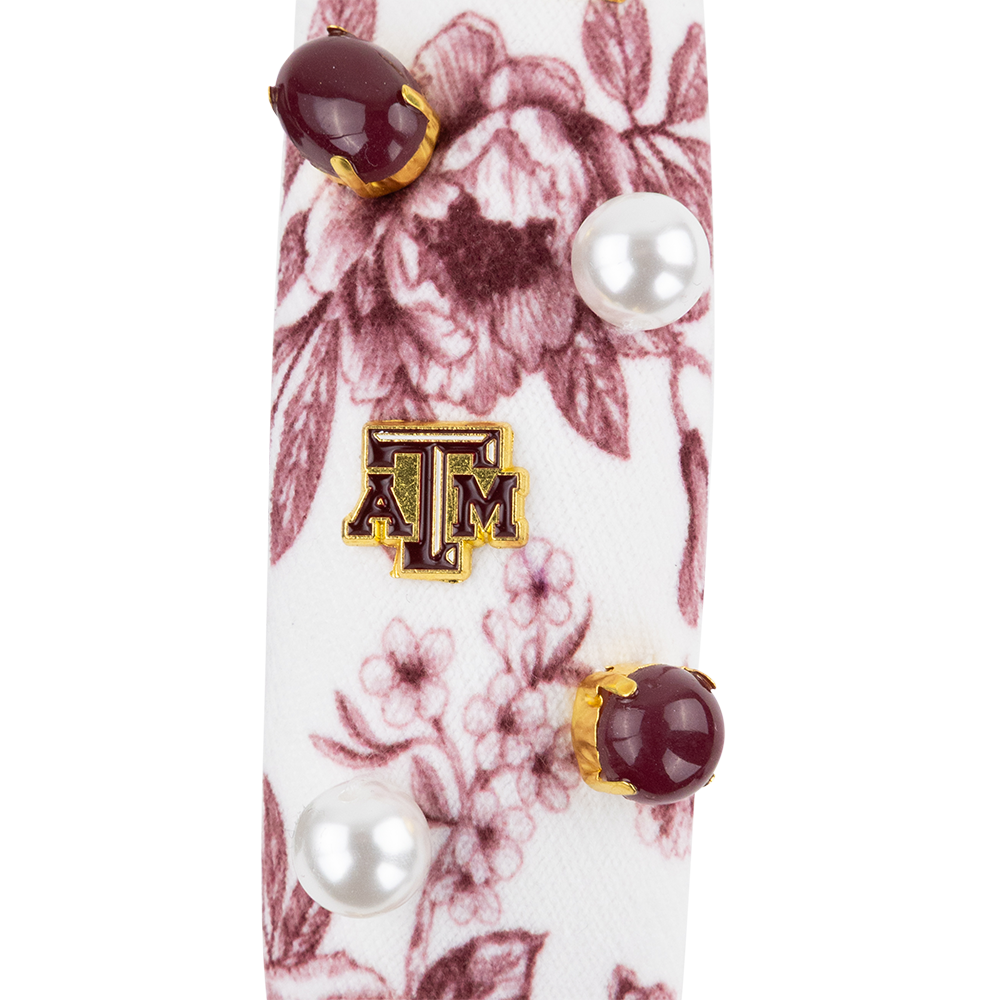 Texas A&M Floral Toile Logo Headband