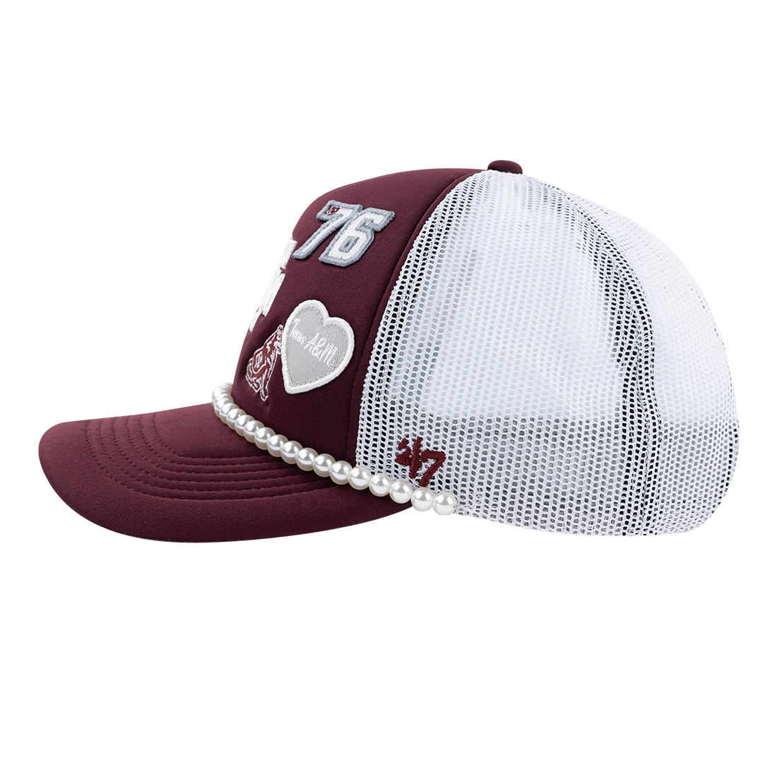 Texas A&M '47 Brand 5 Panel Embroidered Patches Mesh Cap - Maroon