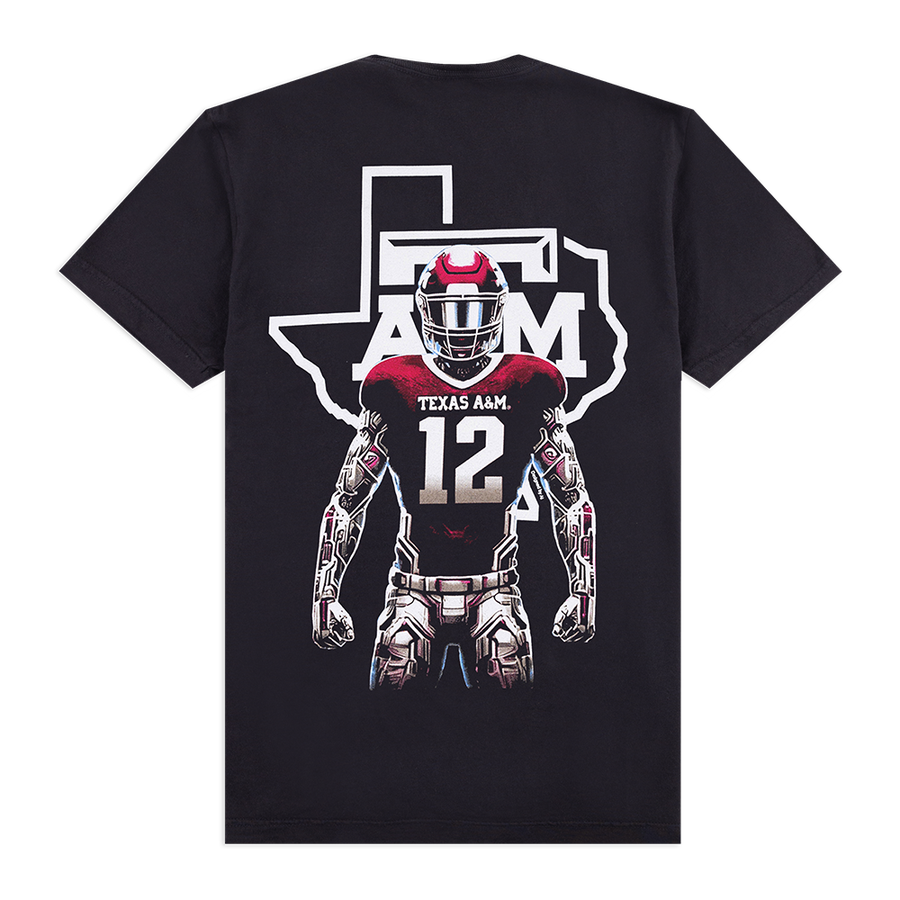 Black Script Aggies Robotic Football Player T-Shirt