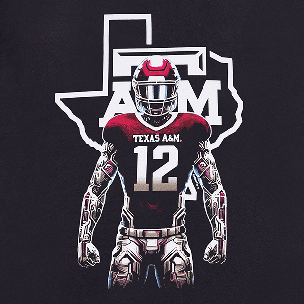 Black Script Aggies Robotic Football Player T-Shirt