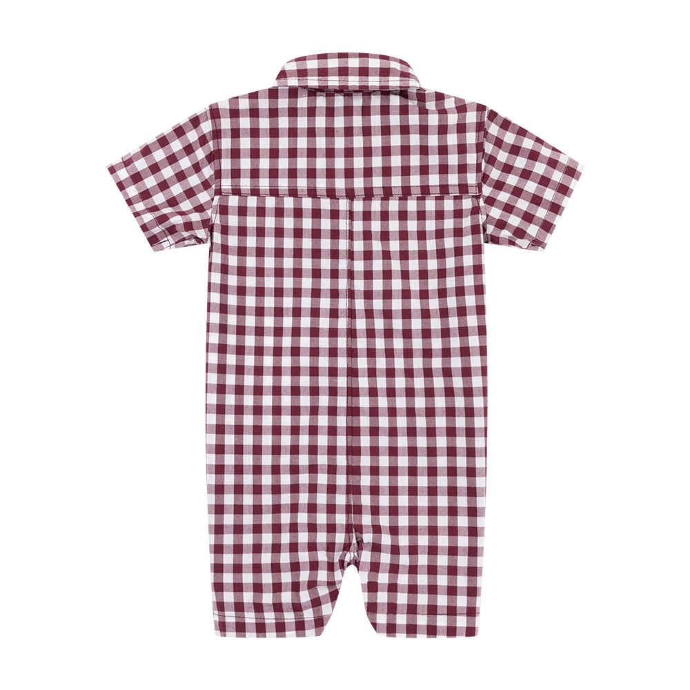 Texas A&M Collegiate Outfitters Boys Plaid Romper - Maroon