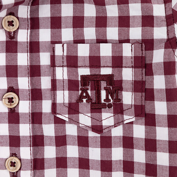 Texas A&M Collegiate Outfitters Boys Plaid Romper - Maroon