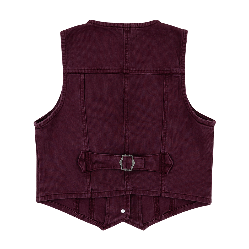 Collegiate Outfitters Denim Vest Top - Maroon