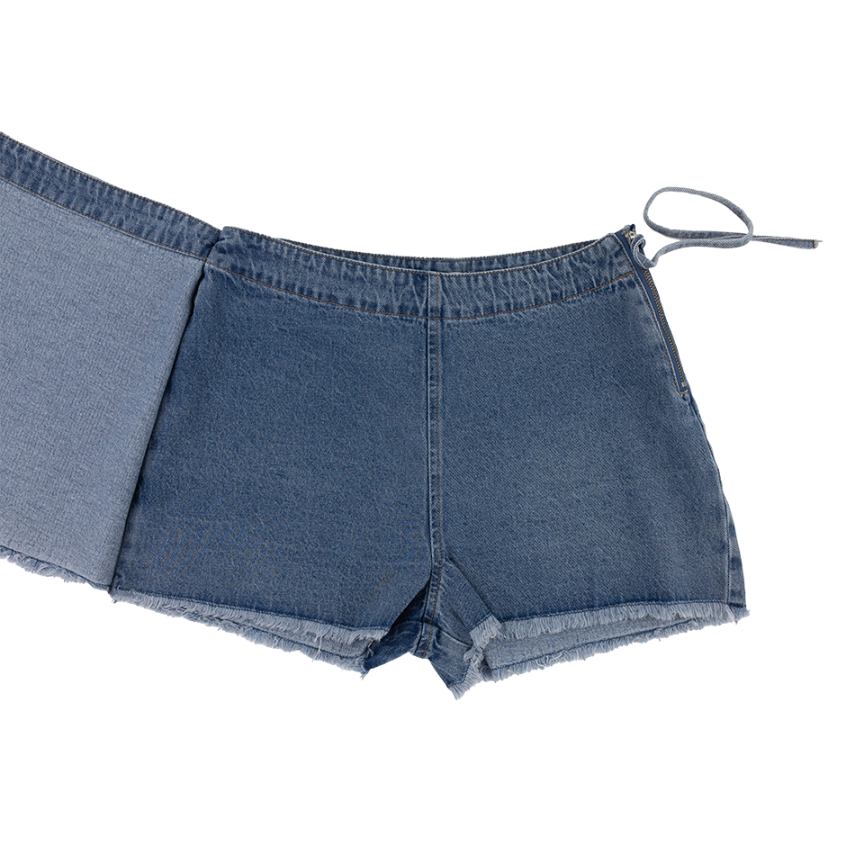 Collegiate Outfitters Crossover Tie Denim Skort