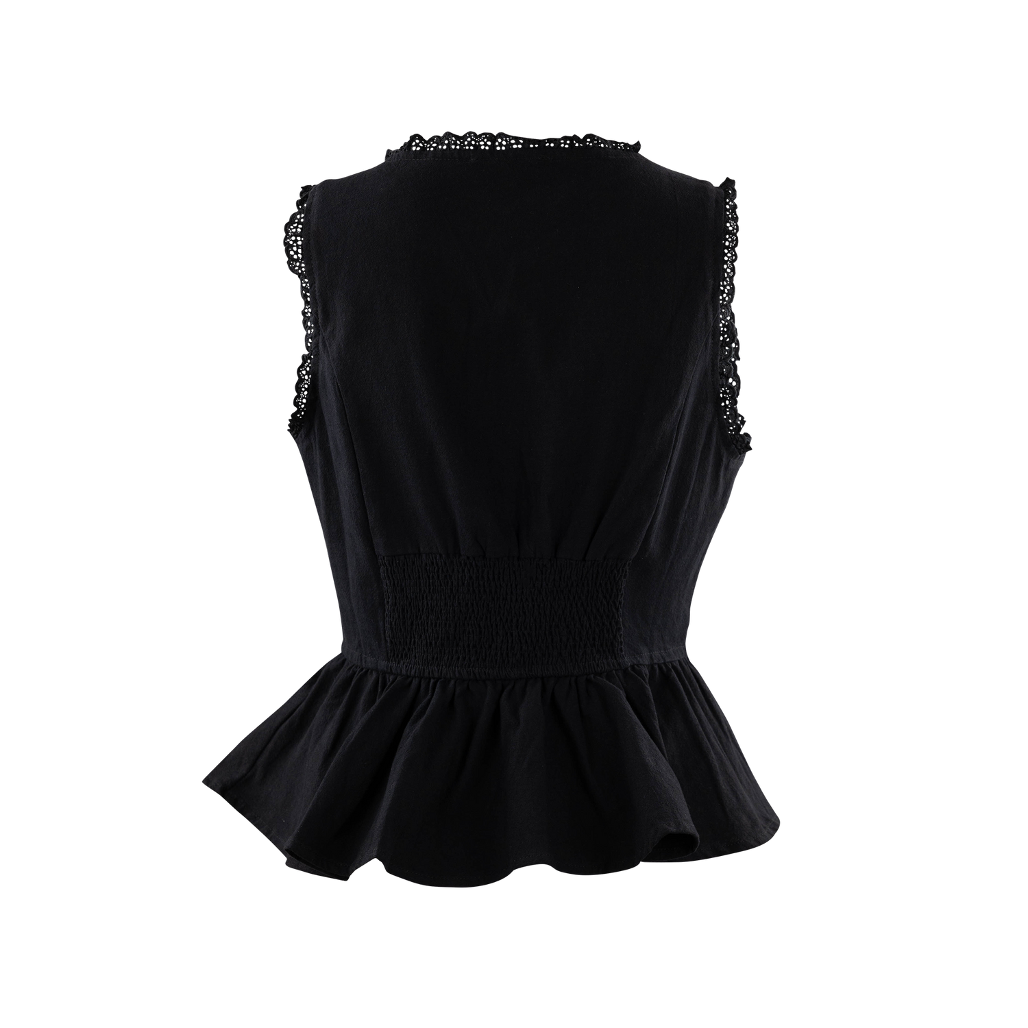 Baby Pink Peplum Lace Trim Top