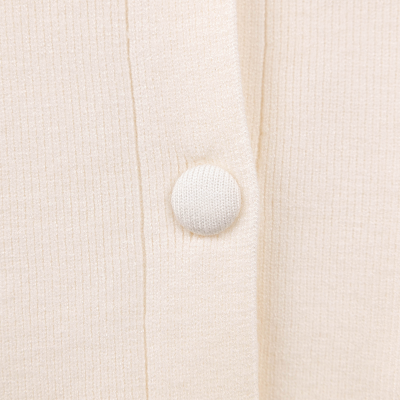 Cream Knit Button-Up Top