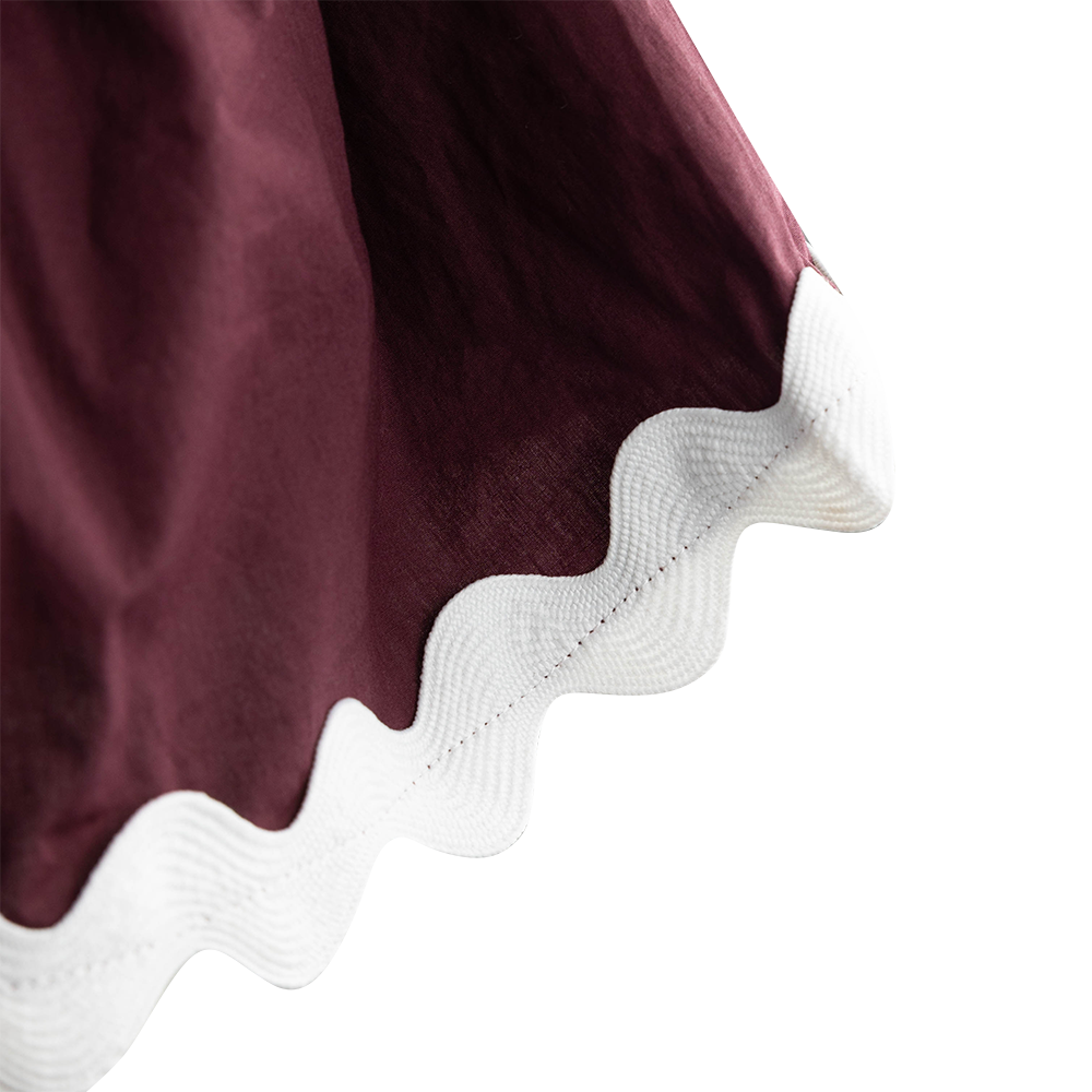 Collegiate Outfitters Tiered Scalloped Trim Midi Dress - Maroon