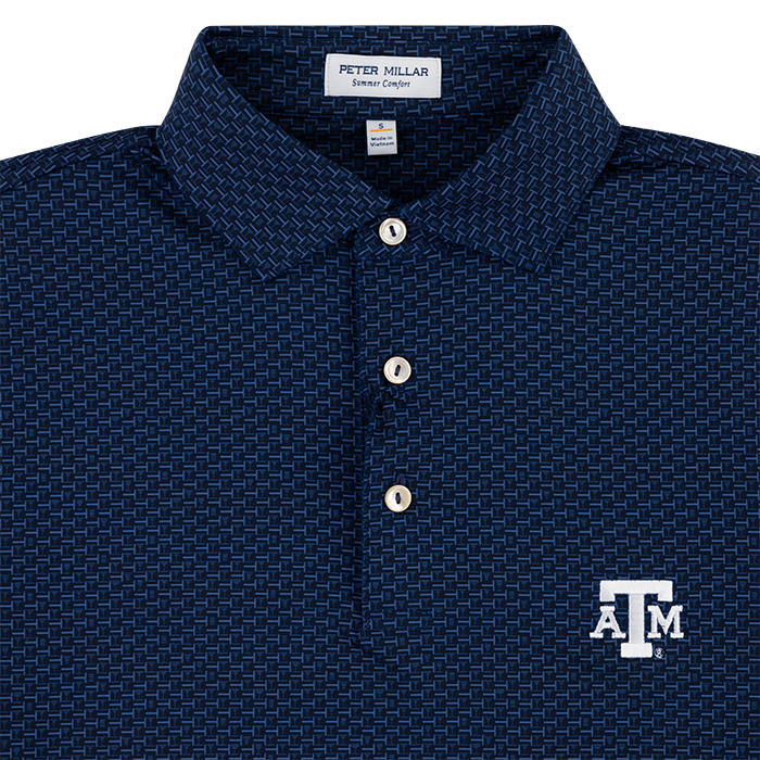 Texas A&M Peter Millar Bunker Bar Performance Polo - Blue