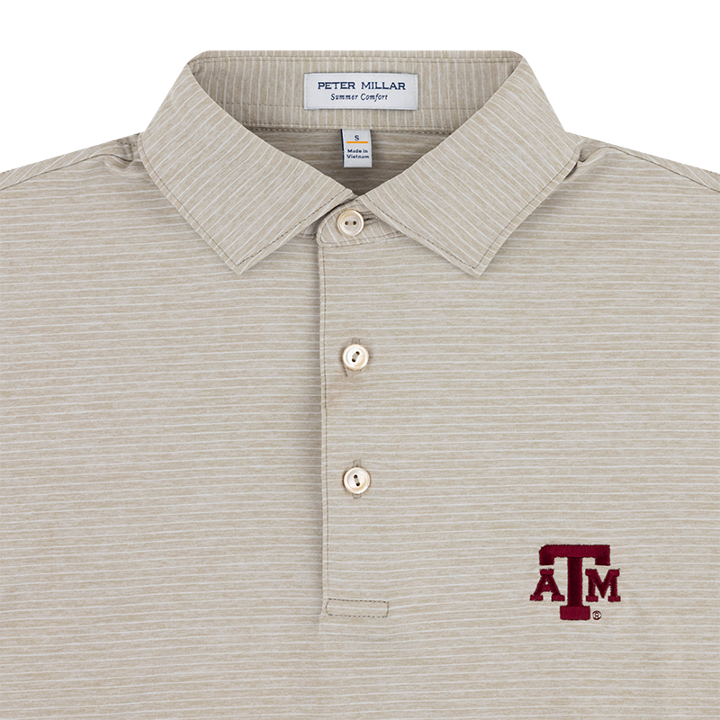 Texas A&M Peter Millar Highlands Performance Jersey Polo - Beige