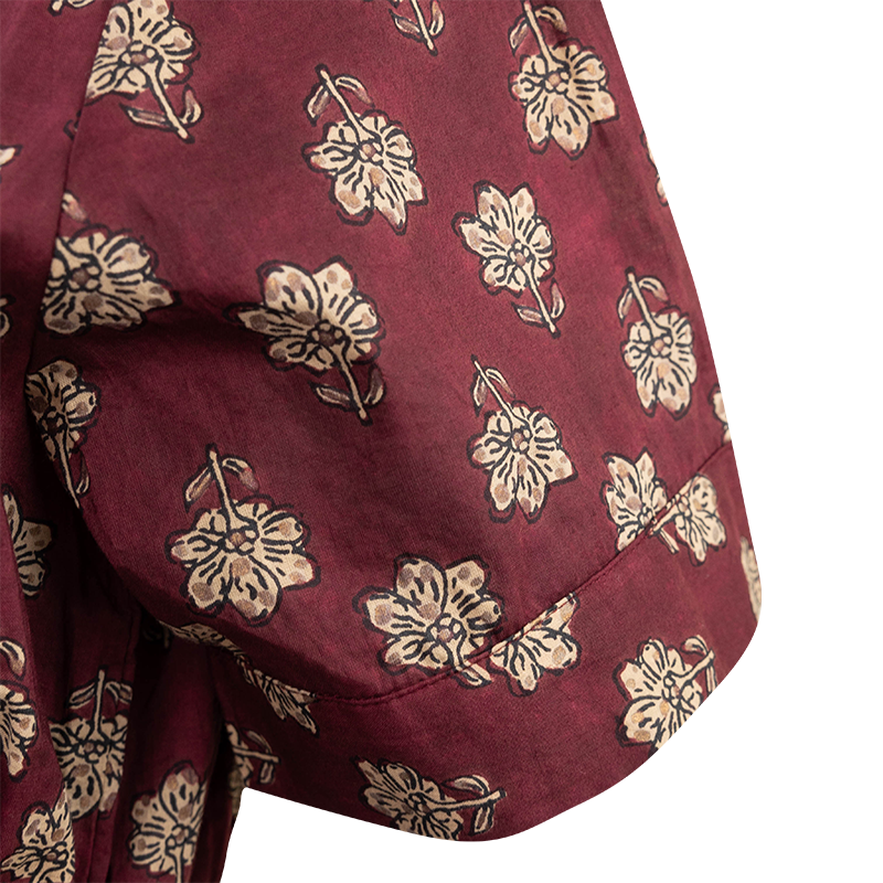 THML Clothing Smocked Midi Maroon Dress