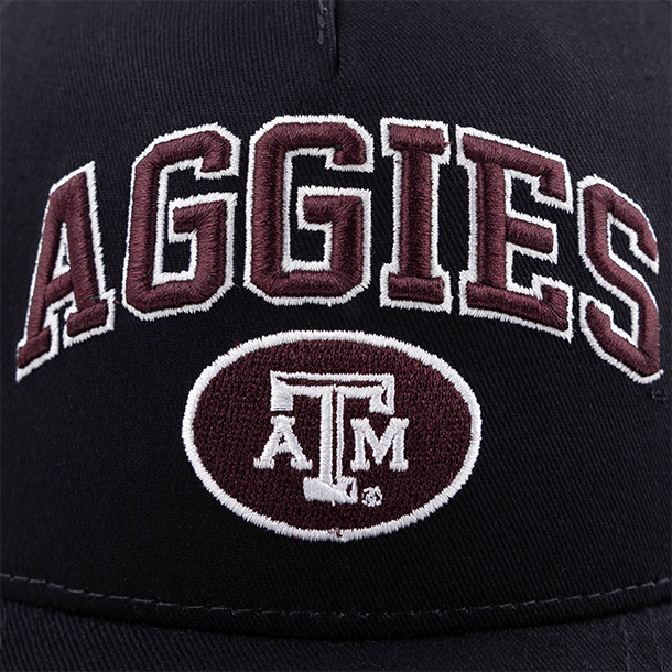 Aggies Zephyr 6 Panel Snapback Hat - Black