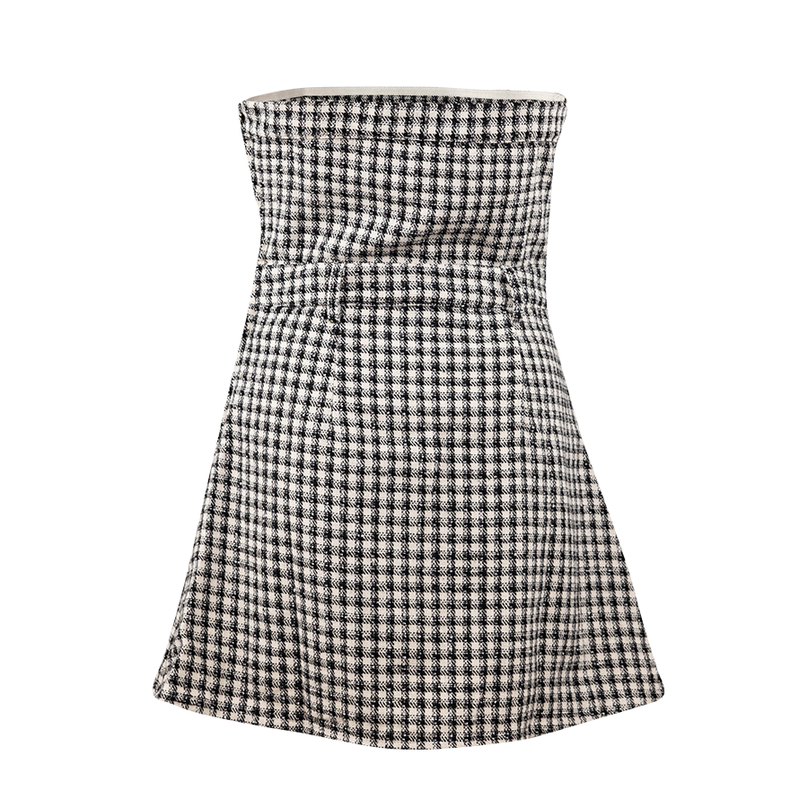 day + moon Checkered Strapless Romper Dress