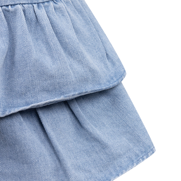 day + moon Washed Denim Ruffle Tiered Skirt