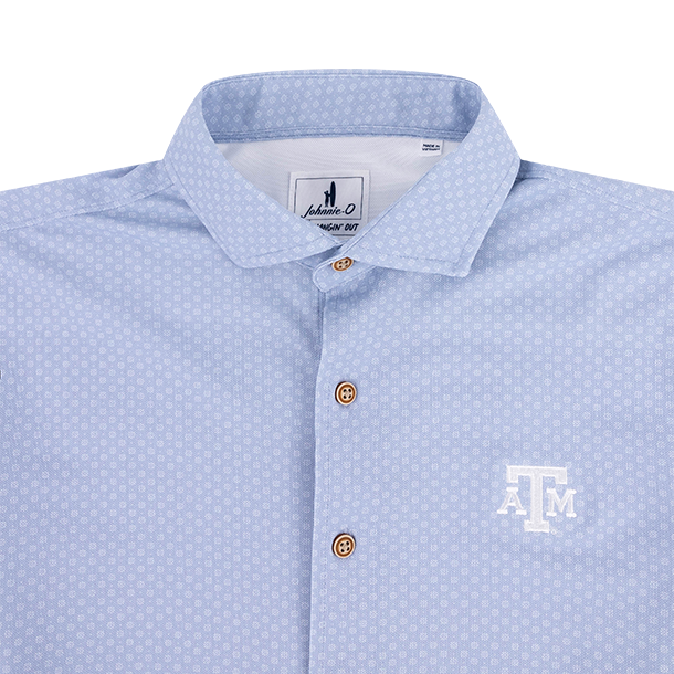Texas A&M Johnnie-O Short Sleeve Sport Shirt - Light Blue