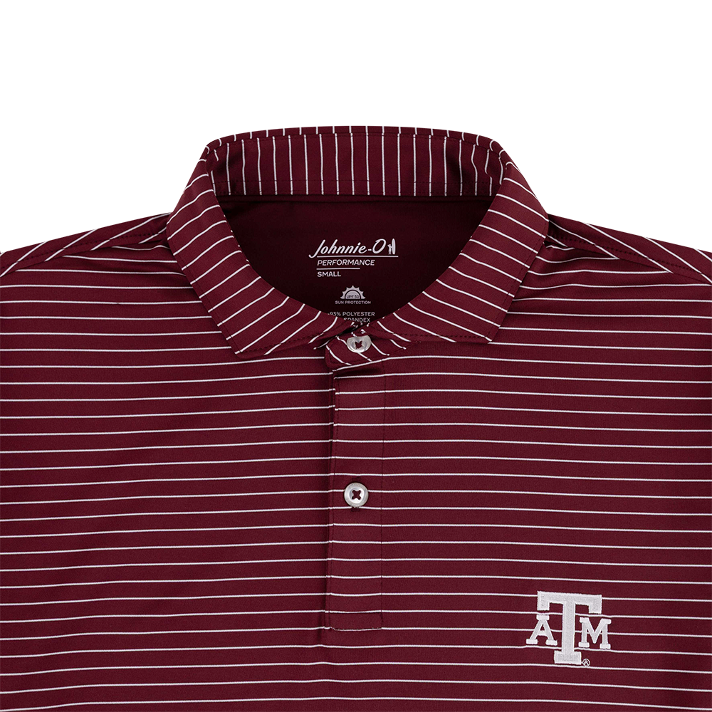 Texas A&M Johnnie-O Striped Performance Polo - Maroon