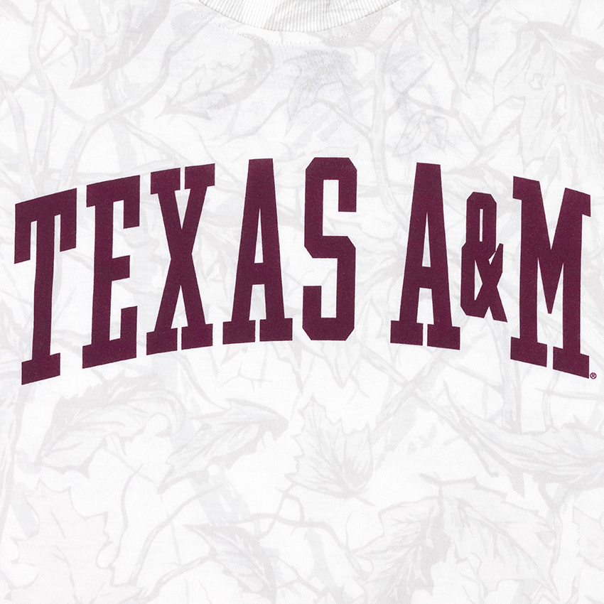 Texas A&M Pressbox Oversize Cropped Tee - Maroon Camo