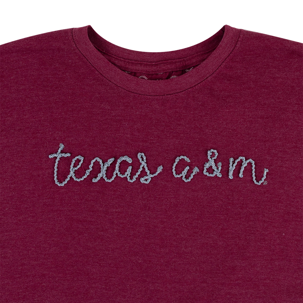Texas A&M Pressbox Swirl Script Top - Maroon