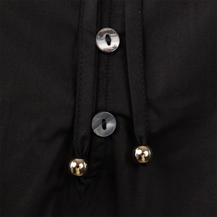 ENTRO Black Short Sleeve Top with Eyelet Embroidery